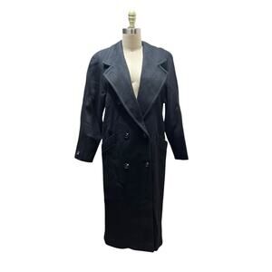 Cassidy Hand Tailored Vtg Black Full Length Double Breasted Wool Coat Sz 4 Lined